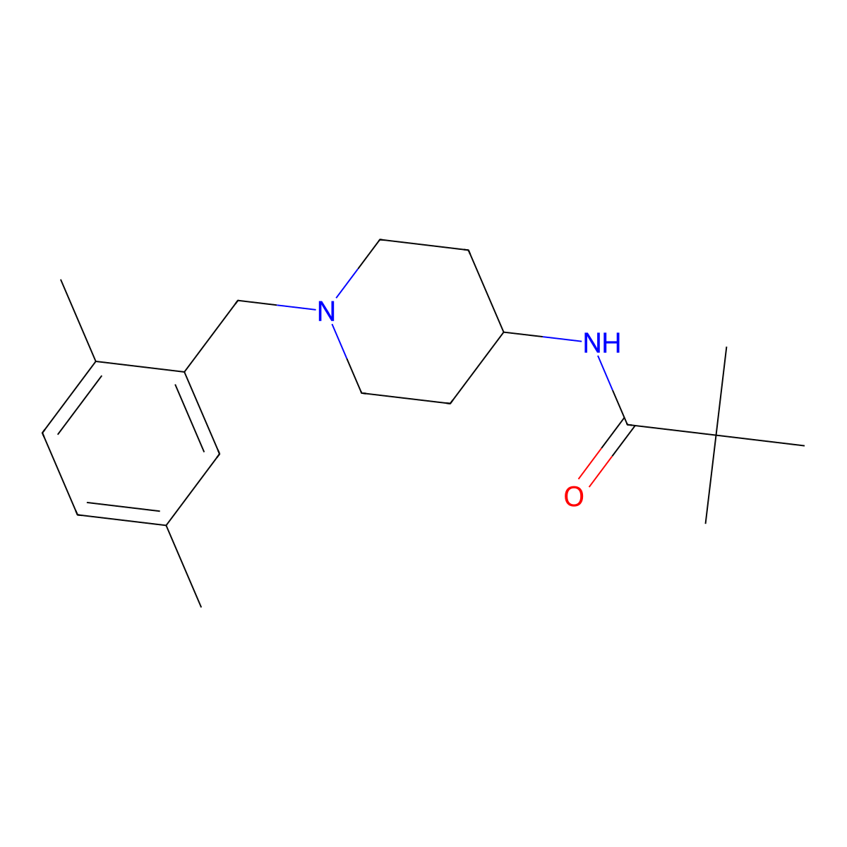 N-{1-[(2,5-dimethylphenyl)methyl]piperidin-4-yl}-2,2-dimethylpropanamide molecular structure, CAS 2742027-99-0