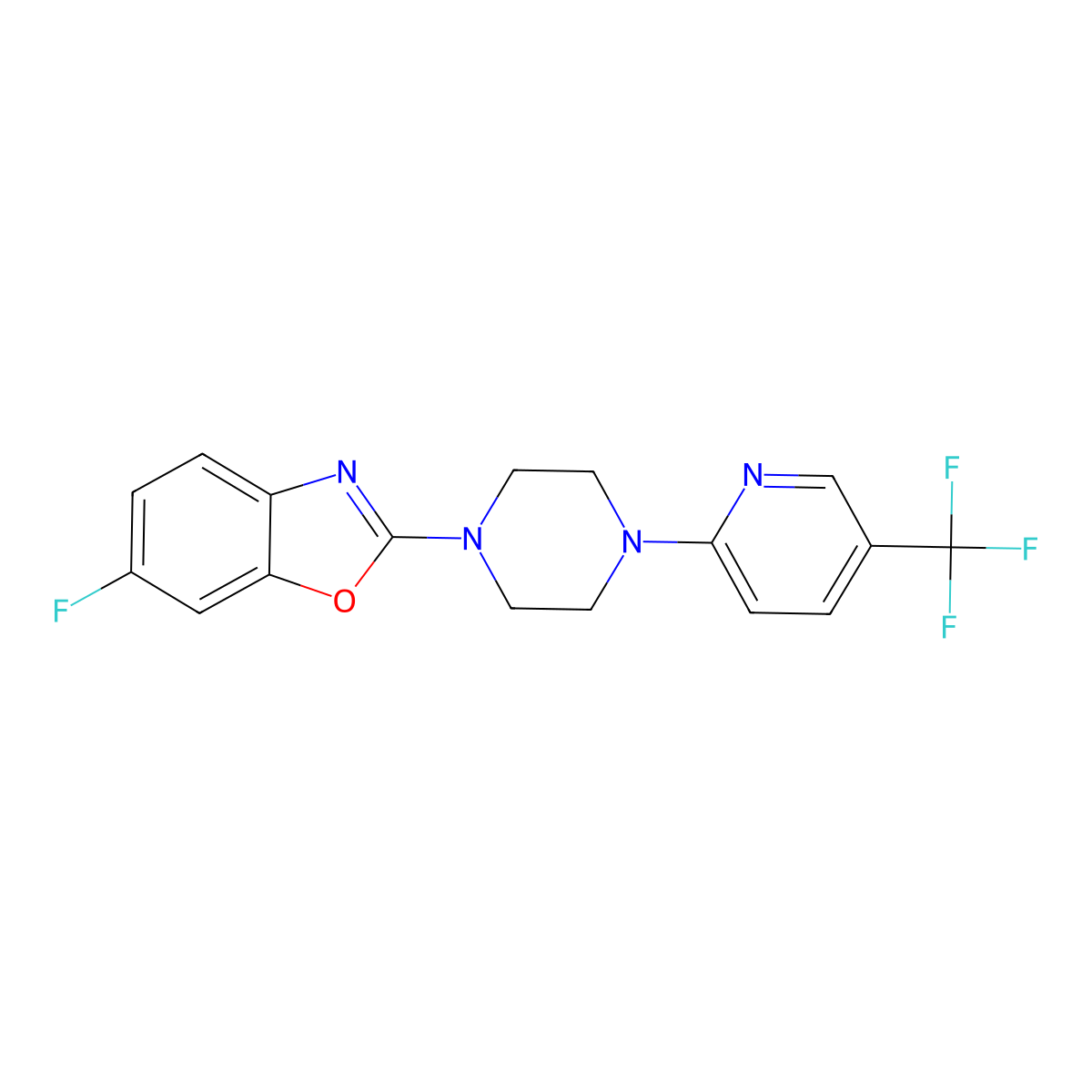 6-Fluoro-2-{4-[5-(trifluoromethyl)pyridin-2-yl]piperazin-1-yl}-1,3-benzoxazole molecular structure, CAS 2742028-02-8
