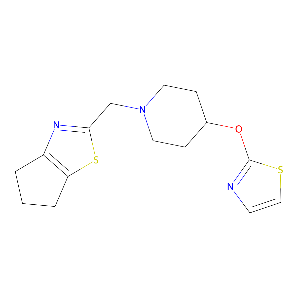 1-({4H,5H,6H-cyclopenta[d][1,3]thiazol-2-yl}methyl)-4-(1,3-thiazol-2-yloxy)piperidine molecular structure, CAS 2742028-03-9