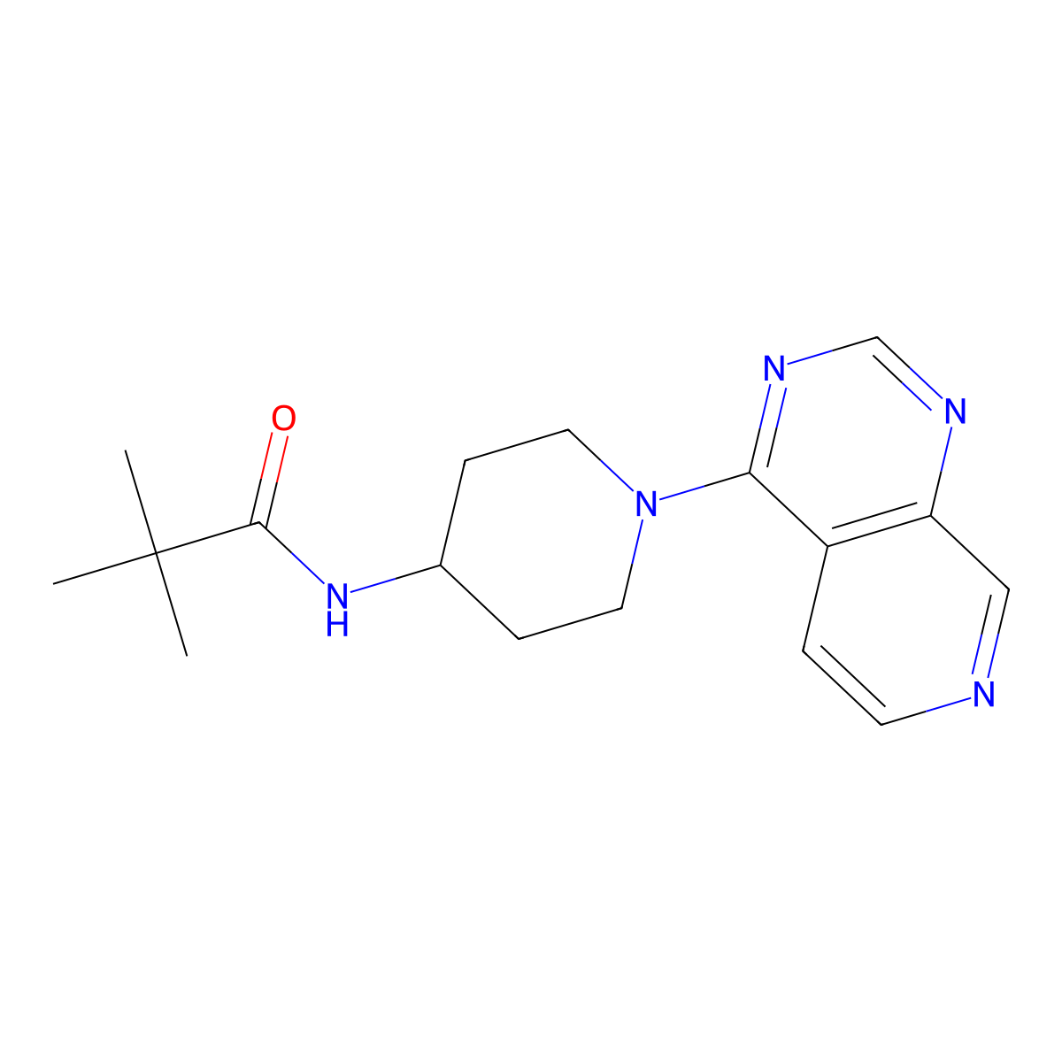 2,2-dimethyl-N-(1-{pyrido[3,4-d]pyrimidin-4-yl}piperidin-4-yl)propanamide molecular structure, CAS 2742028-05-1