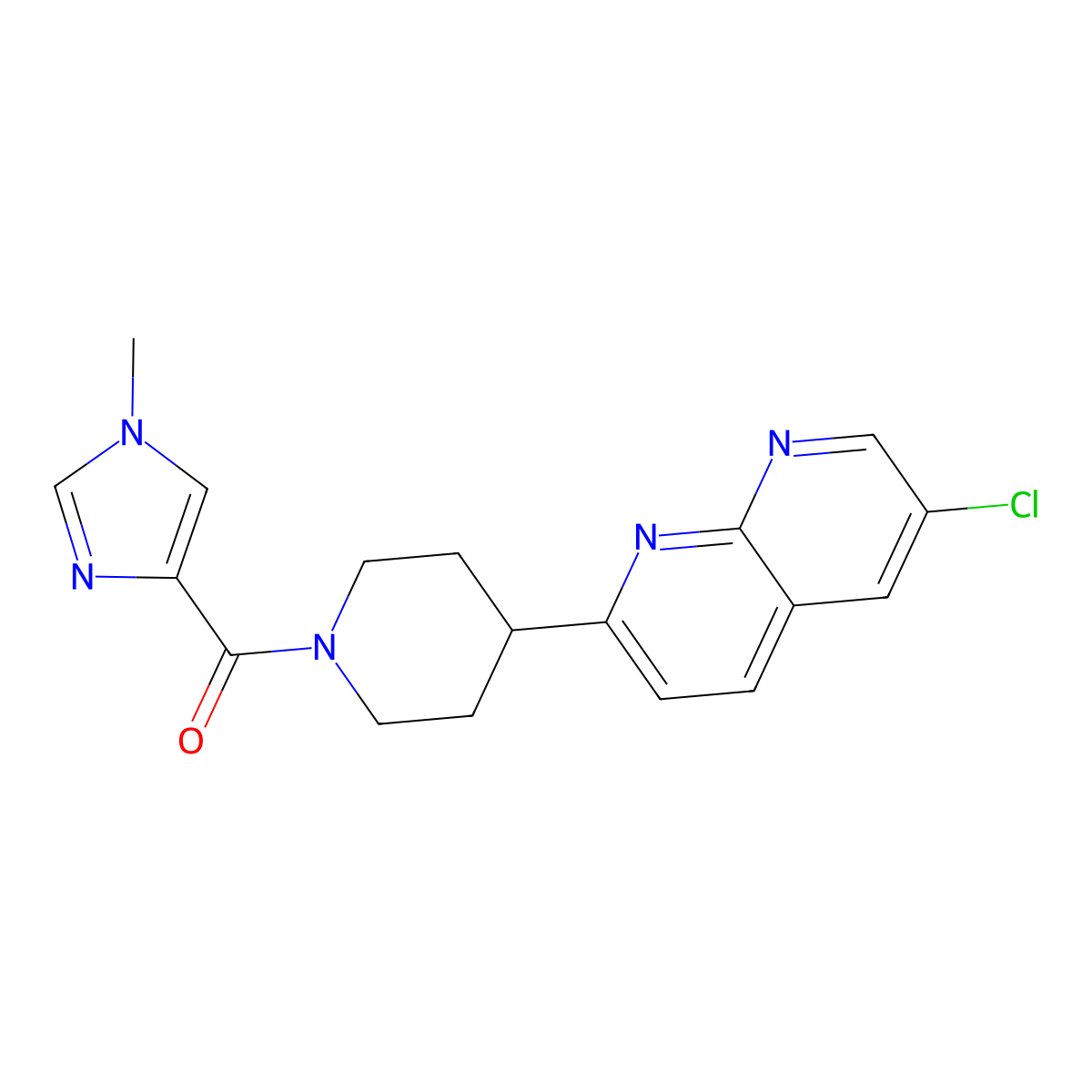 6-chloro-2-[1-(1-methyl-1H-imidazole-4-carbonyl)piperidin-4-yl]-1,8-naphthyridine molecular structure, CAS 2742028-07-3