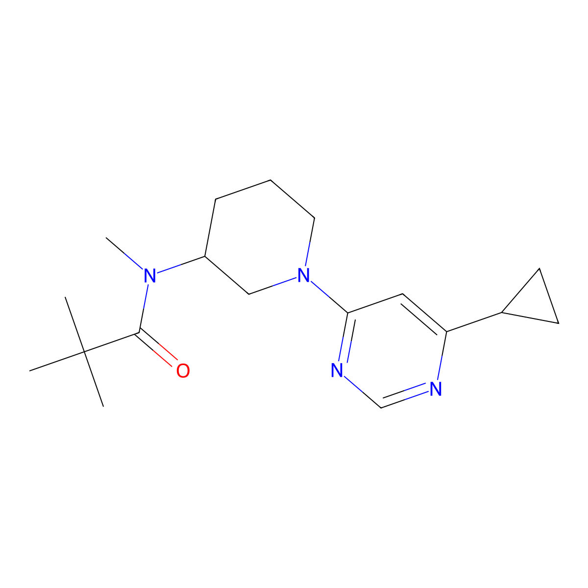 N-[1-(6-cyclopropylpyrimidin-4-yl)piperidin-3-yl]-N,2,2-trimethylpropanamide molecular structure, CAS 2742028-08-4