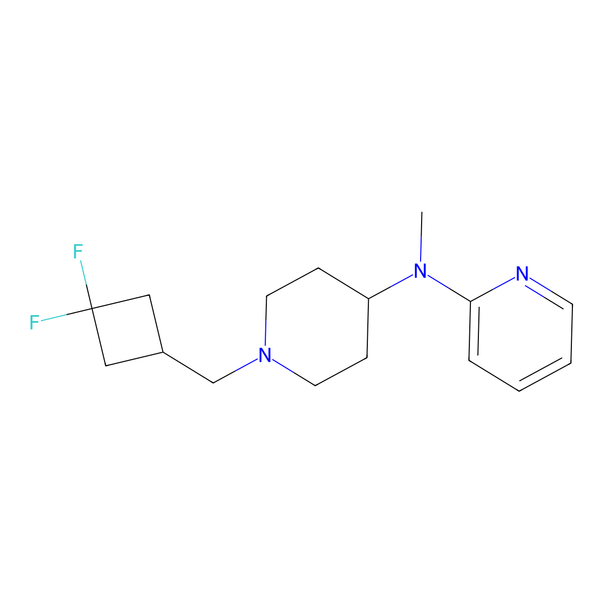 N-{1-[(3,3-difluorocyclobutyl)methyl]piperidin-4-yl}-N-methylpyridin-2-amine molecular structure, CAS 2742028-09-5