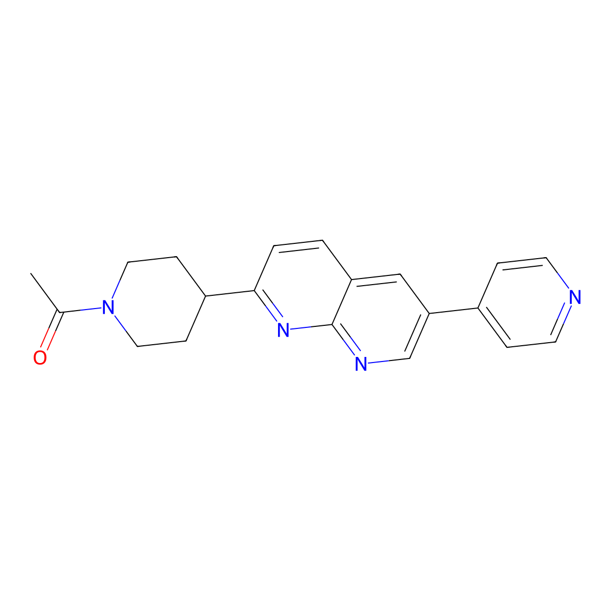 1-{4-[6-(Pyridin-4-yl)-1,8-naphthyridin-2-yl]piperidin-1-yl}ethan-1-one molecular structure, CAS 2742028-11-9