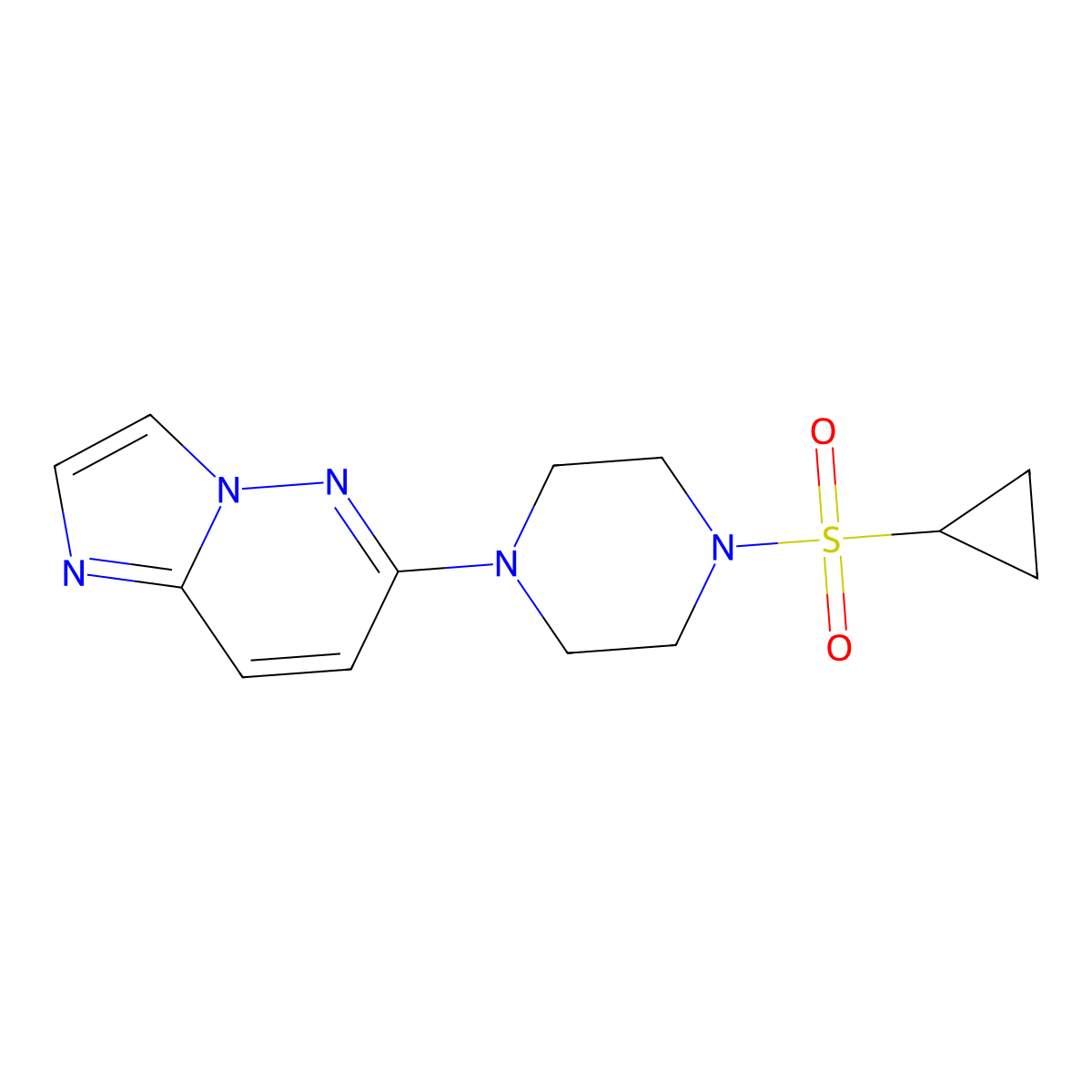 1-(Cyclopropanesulfonyl)-4-{imidazo[1,2-b]pyridazin-6-yl}piperazine molecular structure, CAS 2742028-19-7