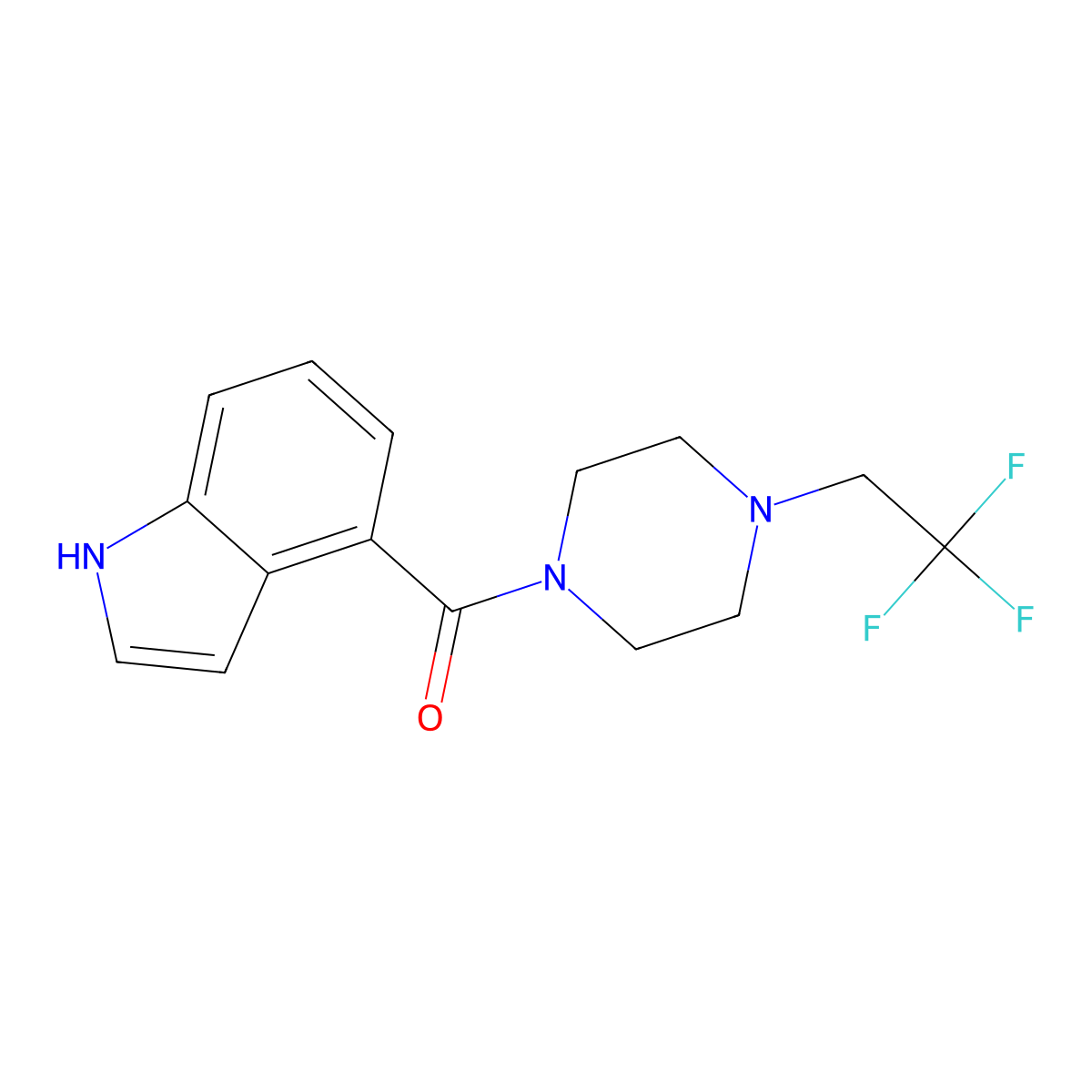 4-[4-(2,2,2-trifluoroethyl)piperazine-1-carbonyl]-1H-indole molecular structure, CAS 2742028-28-8