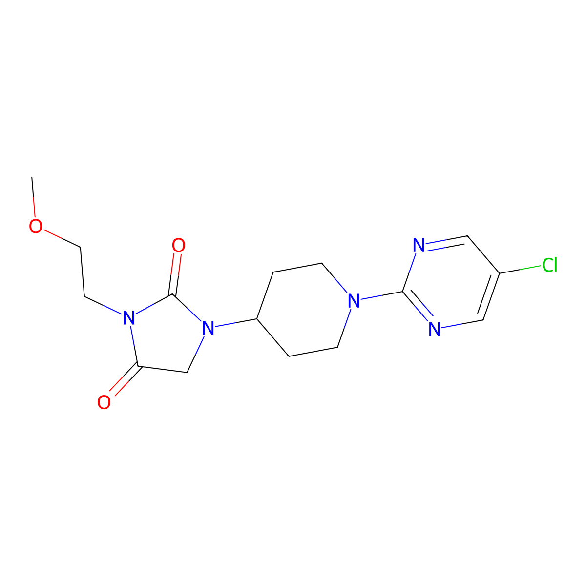 1-[1-(5-Chloropyrimidin-2-yl)piperidin-4-yl]-3-(2-methoxyethyl)imidazolidine-2,4-dione molecular structure, CAS 2742028-38-0