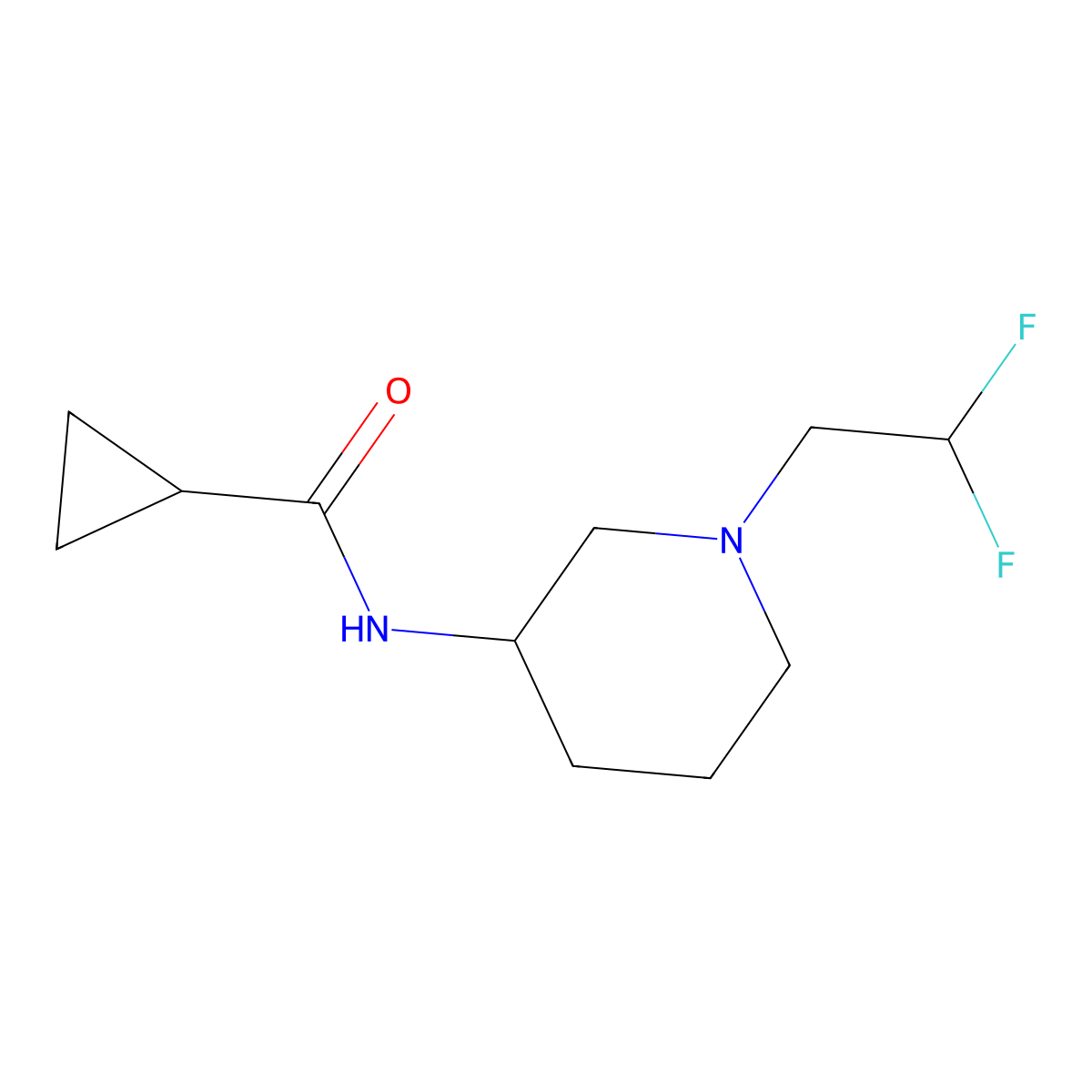 N-[1-(2,2-difluoroethyl)piperidin-3-yl]cyclopropanecarboxamide molecular structure, CAS 2742028-41-5