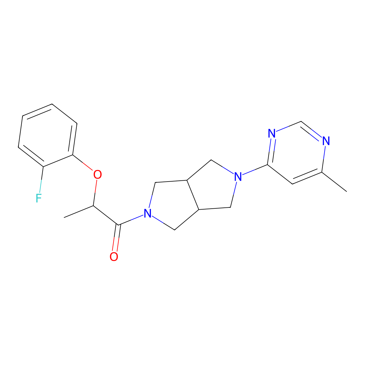 2-(2-Fluorophenoxy)-1-[5-(6-methylpyrimidin-4-yl)-octahydropyrrolo[3,4-c]pyrrol-2-yl]propan-1-one molecular structure, CAS 2742028-42-6