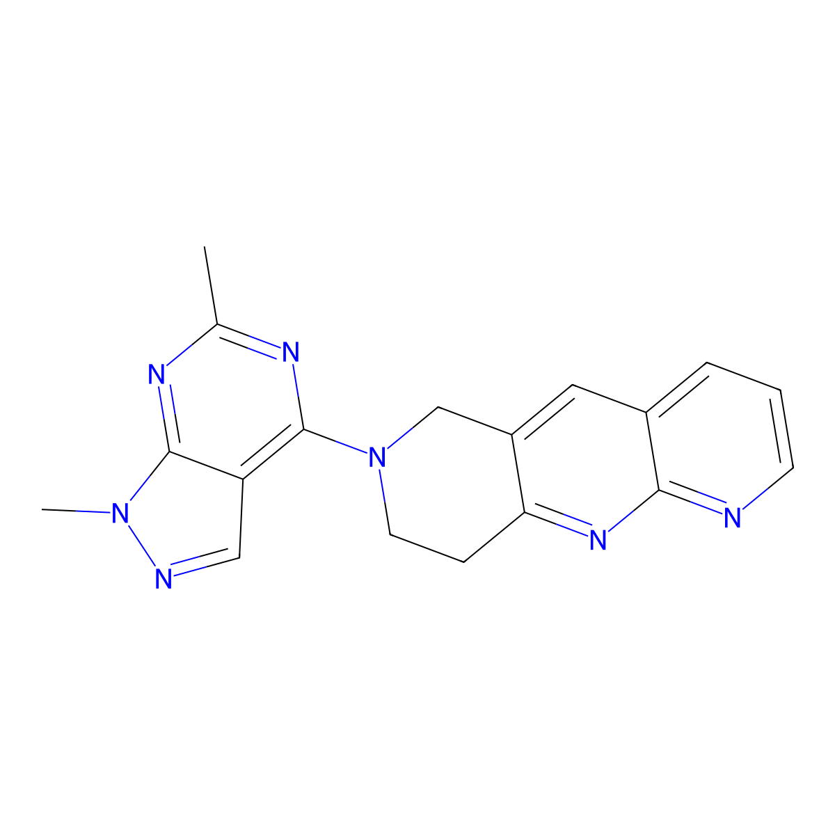 1,6-dimethyl-4-{6H,7H,8H,9H-pyrido[2,3-b]1,6-naphthyridin-7-yl}-1H-pyrazolo[3,4-d]pyrimidine molecular structure, CAS 2742028-46-0