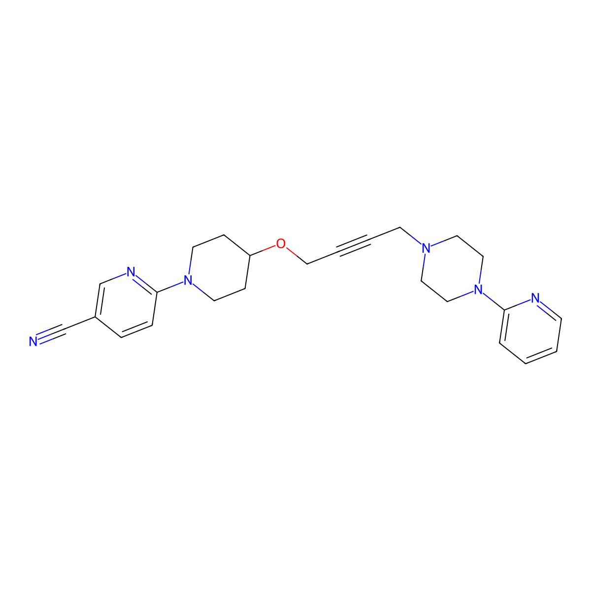 6-[4-({4-[4-(Pyridin-2-yl)piperazin-1-yl]but-2-yn-1-yl}oxy)piperidin-1-yl]pyridine-3-carbonitrile molecular structure, CAS 2742028-47-1
