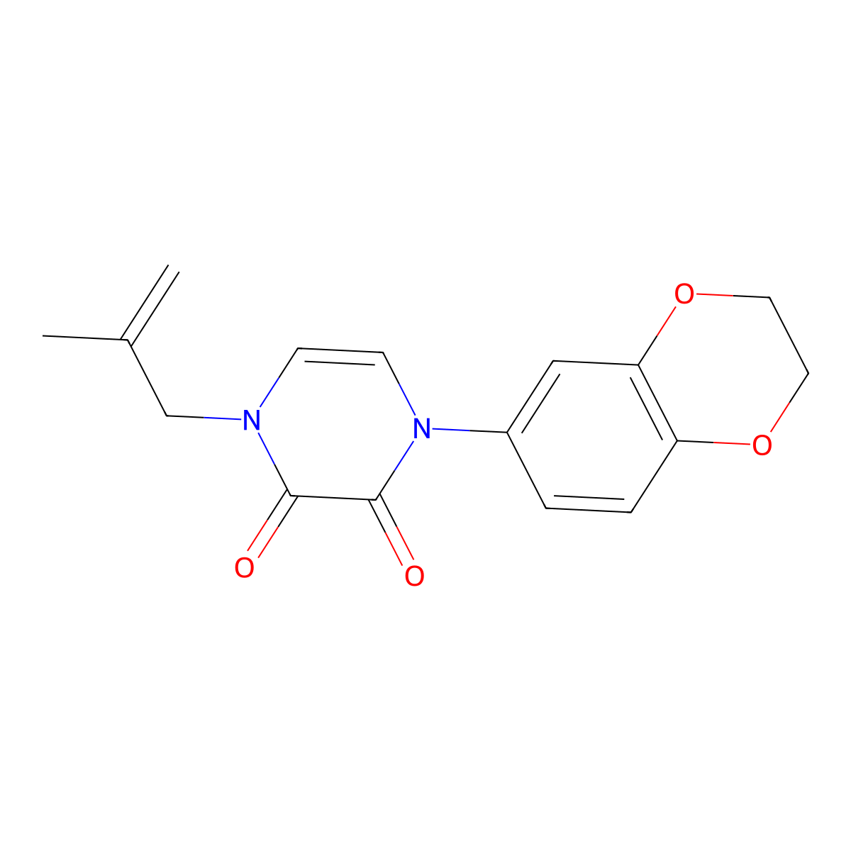 1-(2,3-Dihydro-1,4-benzodioxin-6-yl)-4-(2-methylprop-2-en-1-yl)-1,2,3,4-tetrahydropyrazine-2,3-dione molecular structure, CAS 2742028-48-2