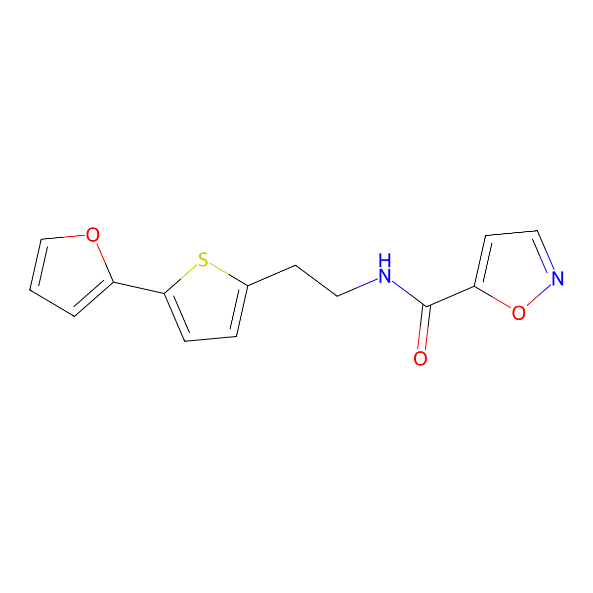 N-{2-[5-(furan-2-yl)thiophen-2-yl]ethyl}-1,2-oxazole-5-carboxamide molecular structure, CAS 2742028-49-3
