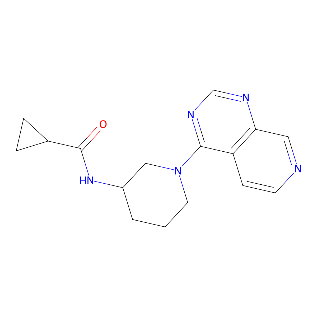 N-(1-{pyrido[3,4-d]pyrimidin-4-yl}piperidin-3-yl)cyclopropanecarboxamide molecular structure, CAS 2742028-50-6