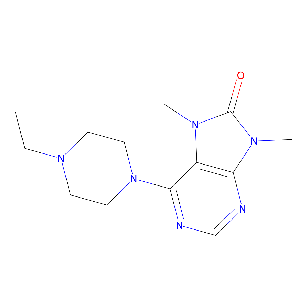 6-(4-ethylpiperazin-1-yl)-7,9-dimethyl-8,9-dihydro-7H-purin-8-one molecular structure, CAS 2742028-51-7