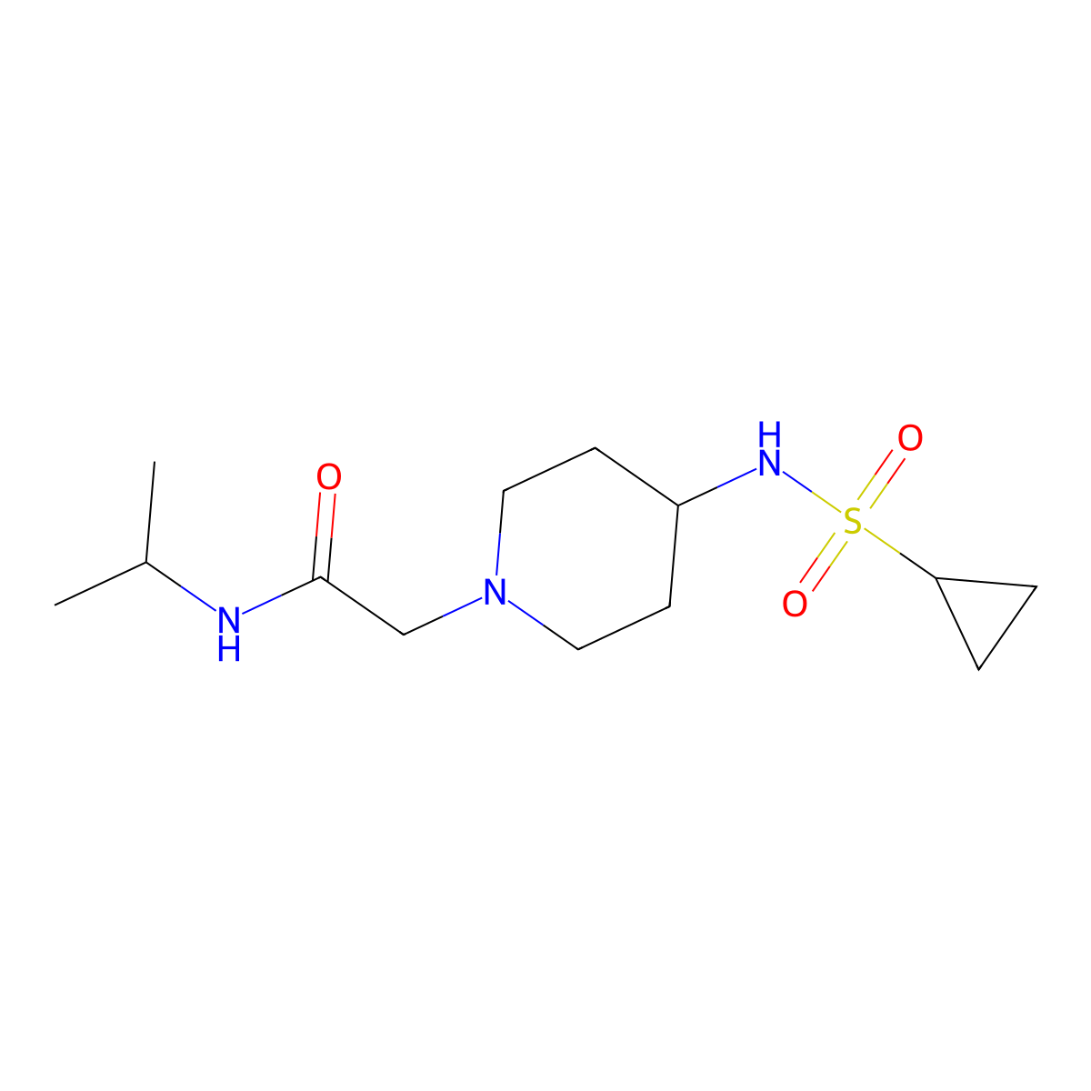 2-(4-cyclopropanesulfonamidopiperidin-1-yl)-N-(propan-2-yl)acetamide molecular structure, CAS 2742028-52-8