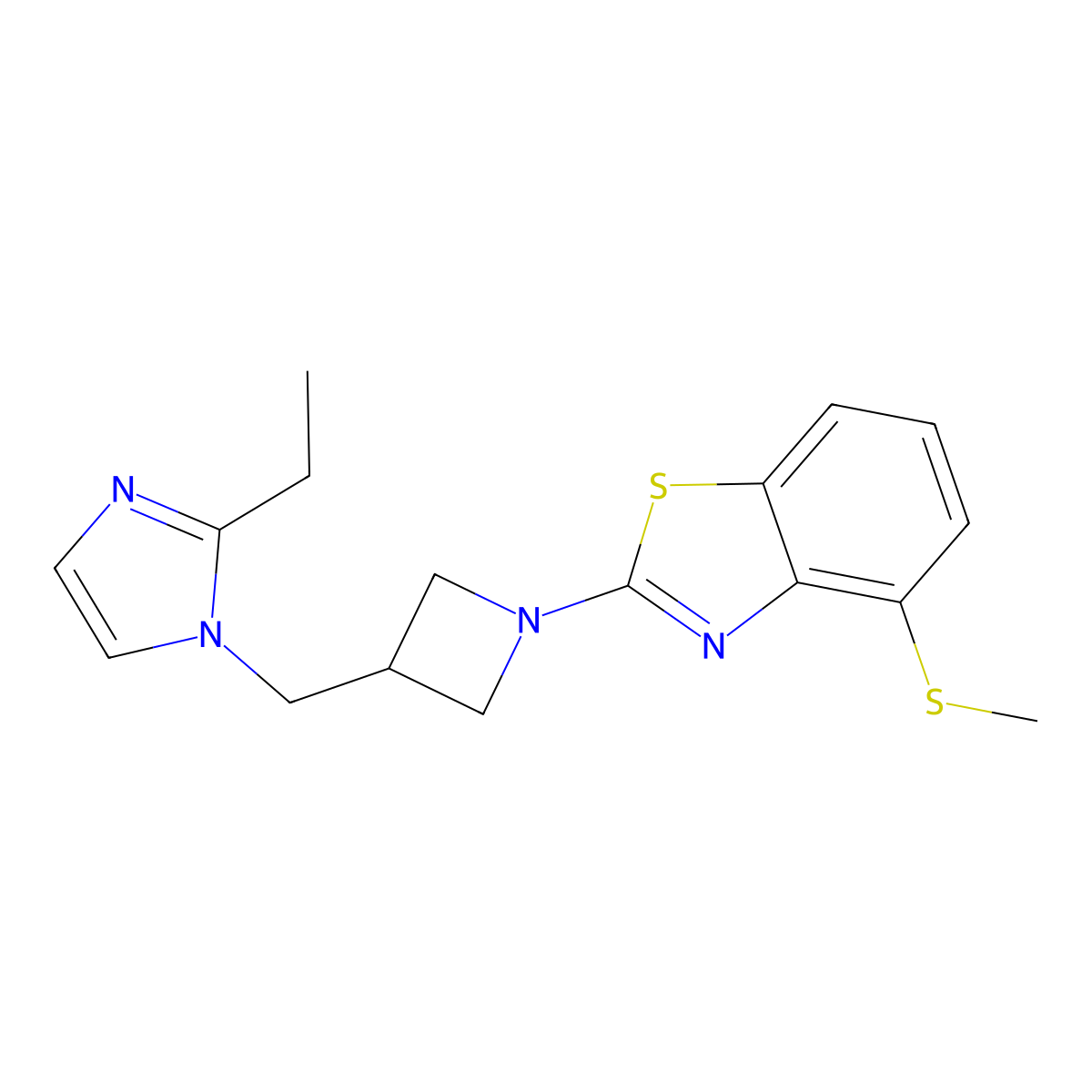 2-{3-[(2-ethyl-1H-imidazol-1-yl)methyl]azetidin-1-yl}-4-(methylsulfanyl)-1,3-benzothiazole molecular structure, CAS 2742028-55-1