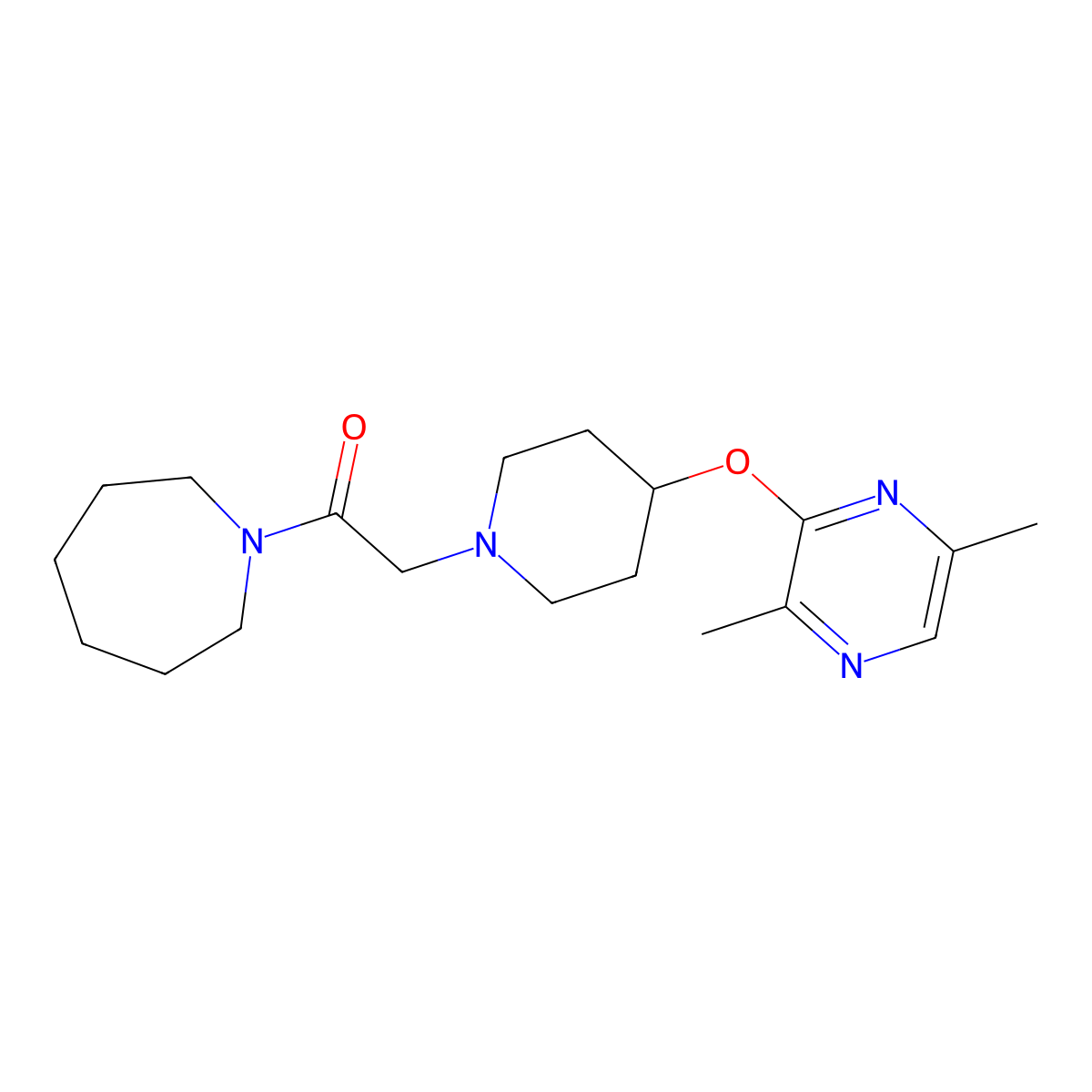 1-(Azepan-1-yl)-2-{4-[(3,6-dimethylpyrazin-2-yl)oxy]piperidin-1-yl}ethan-1-one molecular structure, CAS 2742028-56-2