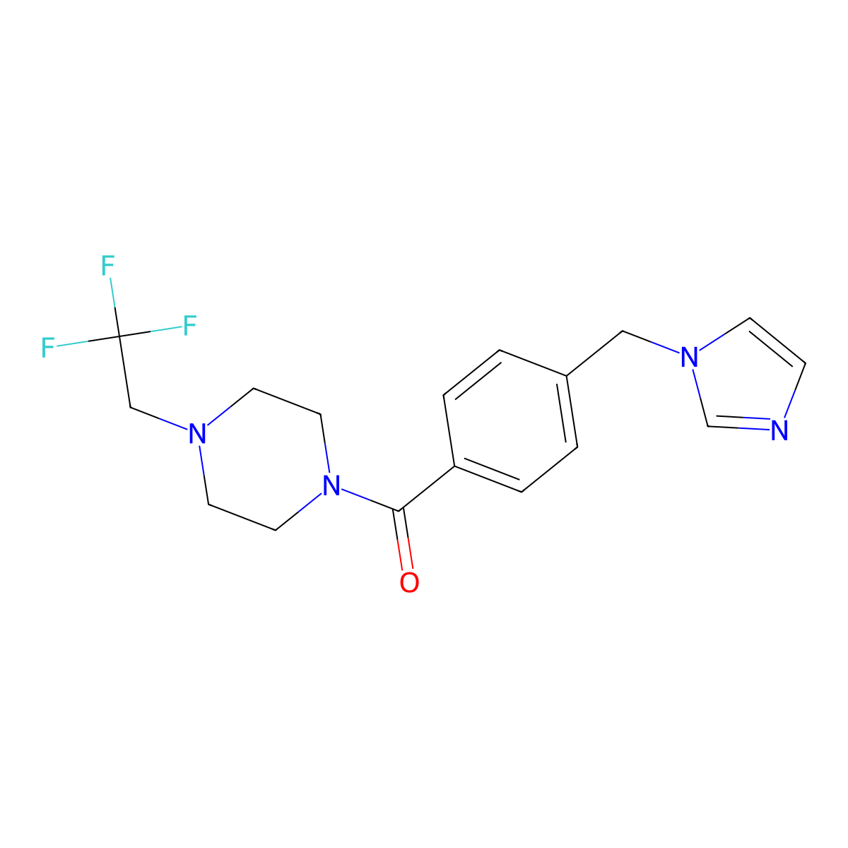 1-{4-[(1H-imidazol-1-yl)methyl]benzoyl}-4-(2,2,2-trifluoroethyl)piperazine molecular structure, CAS 2742028-59-5