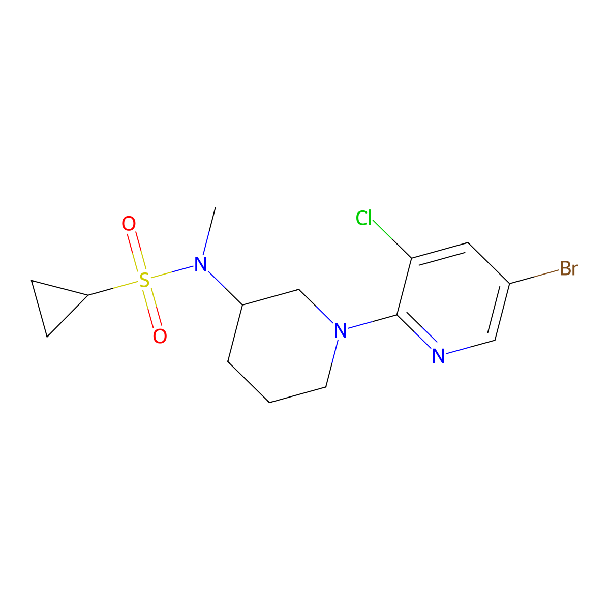 N-[1-(5-bromo-3-chloropyridin-2-yl)piperidin-3-yl]-N-methylcyclopropanesulfonamide molecular structure, CAS 2742028-60-8