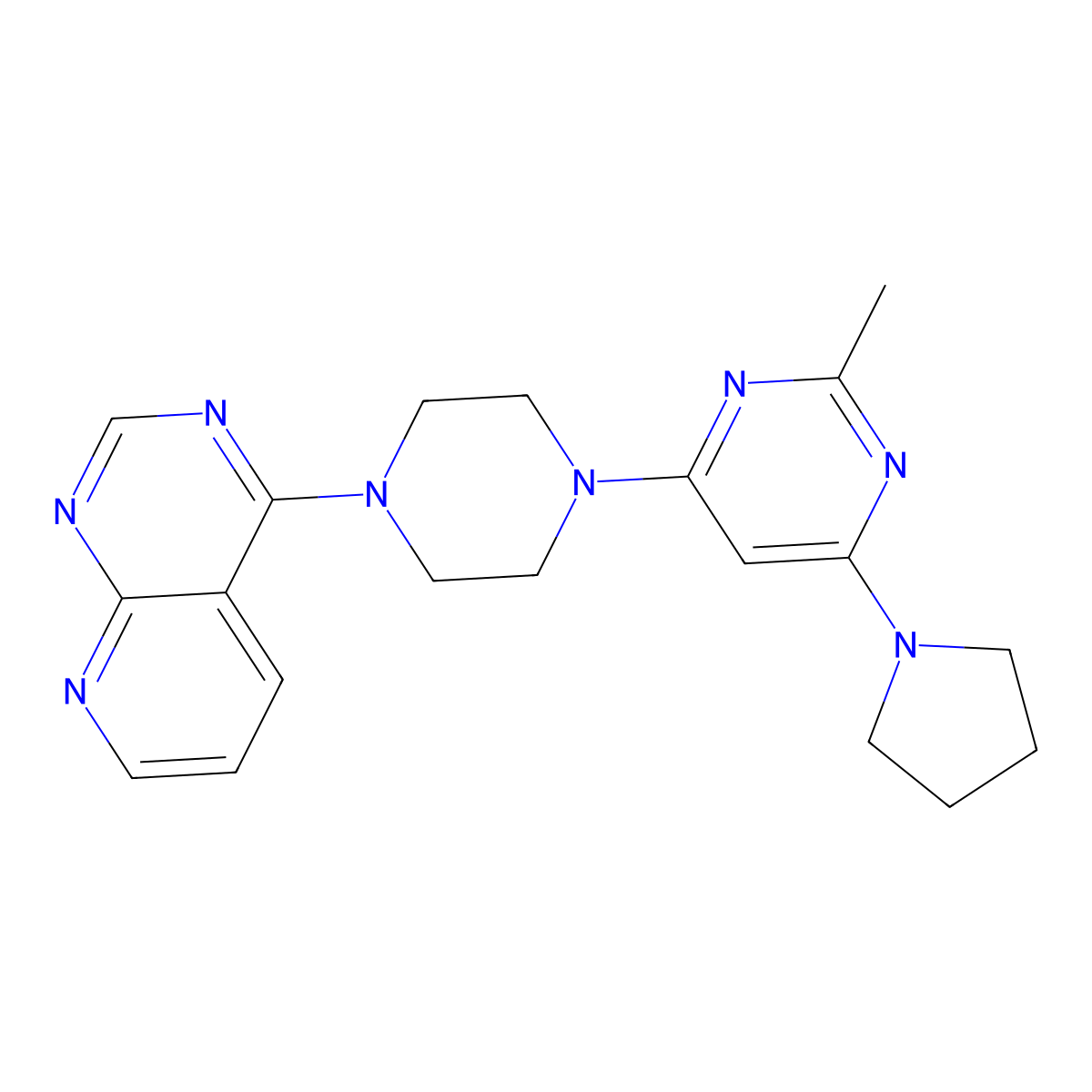 2-Methyl-4-(4-{pyrido[2,3-d]pyrimidin-4-yl}piperazin-1-yl)-6-(pyrrolidin-1-yl)pyrimidine molecular structure, CAS 2742028-67-5