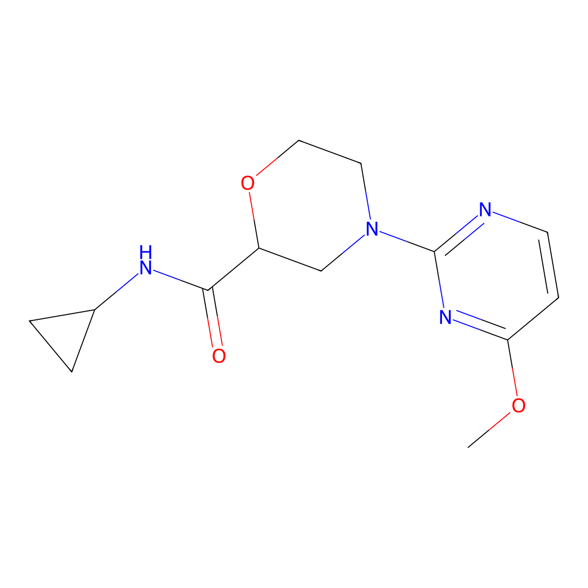 N-cyclopropyl-4-(4-methoxypyrimidin-2-yl)morpholine-2-carboxamide molecular structure, CAS 2742028-68-6