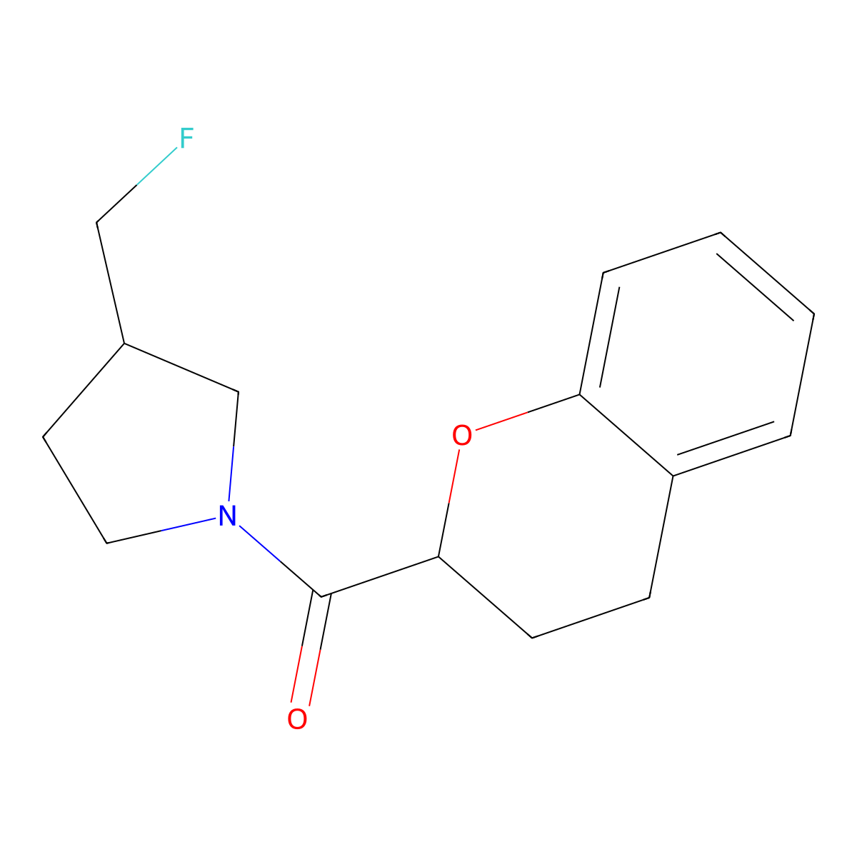 3,4-dihydro-2H-chromen-2-yl-[3-(fluorome+)pyrrolidin-1-yl]methanone molecular structure, CAS 2742028-69-7