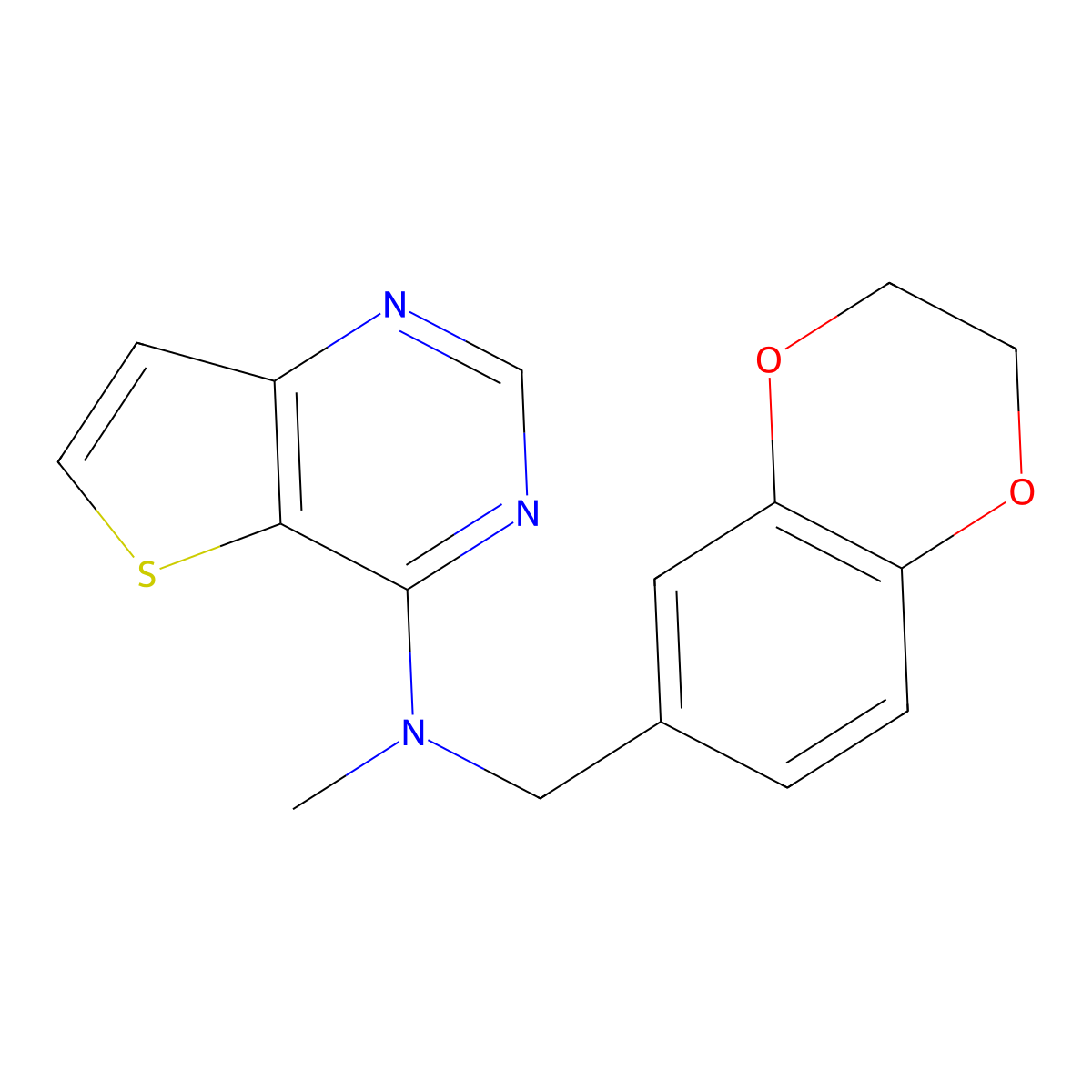 N-[(2,3-dihydro-1,4-benzodioxin-6-yl)methyl]-N-methylthieno[3,2-d]pyrimidin-4-amine molecular structure, CAS 2742028-70-0