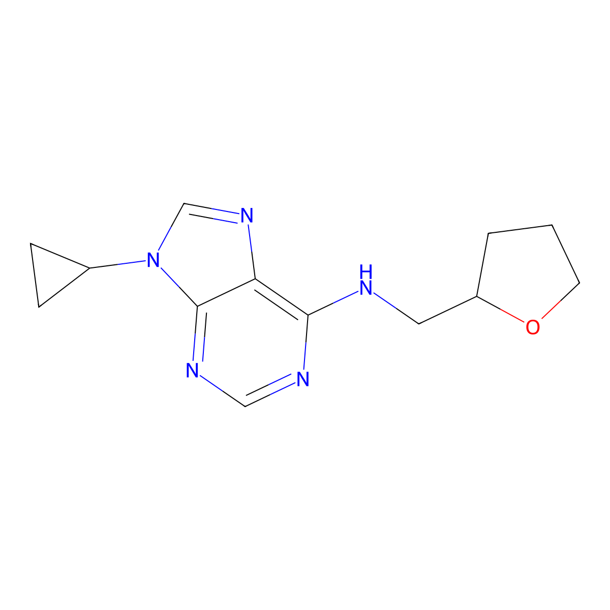 9-cyclopropyl-N-[(oxolan-2-yl)methyl]-9H-purin-6-amine molecular structure, CAS 2742028-71-1