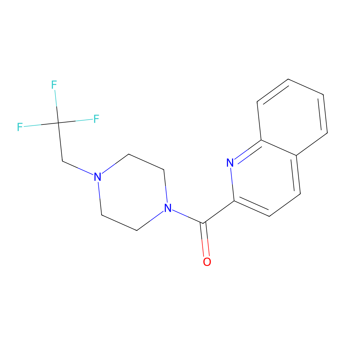 2-[4-(2,2,2-Trifluoroethyl)piperazine-1-carbonyl]quinoline molecular structure, CAS 2742028-80-2