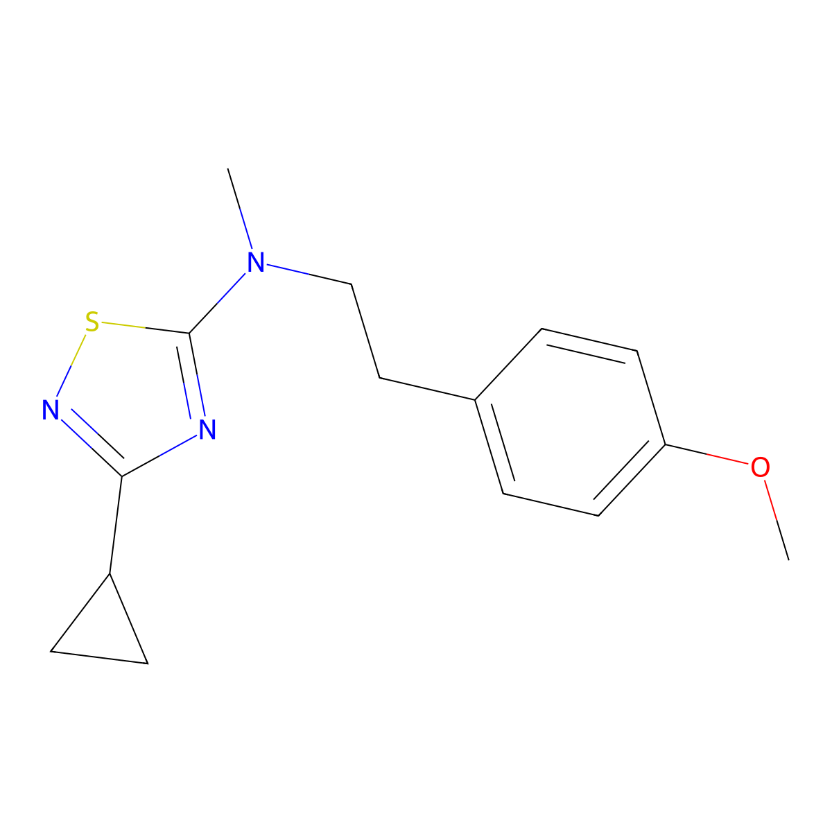 3-cyclopropyl-N-[2-(4-methoxyphenyl)ethyl]-N-methyl-1,2,4-thiadiazol-5-amine molecular structure, CAS 2742028-81-3