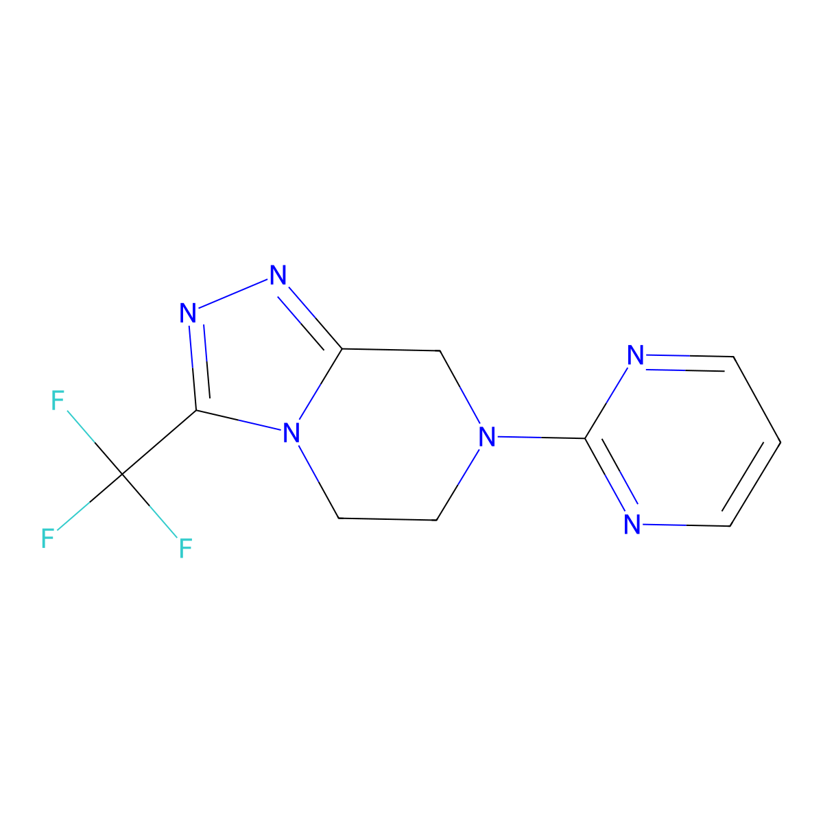 2-[3-(trifluoromethyl)-5H,6H,7H,8H-[1,2,4]triazolo[4,3-a]pyrazin-7-yl]pyrimidine molecular structure, CAS 2742028-84-6