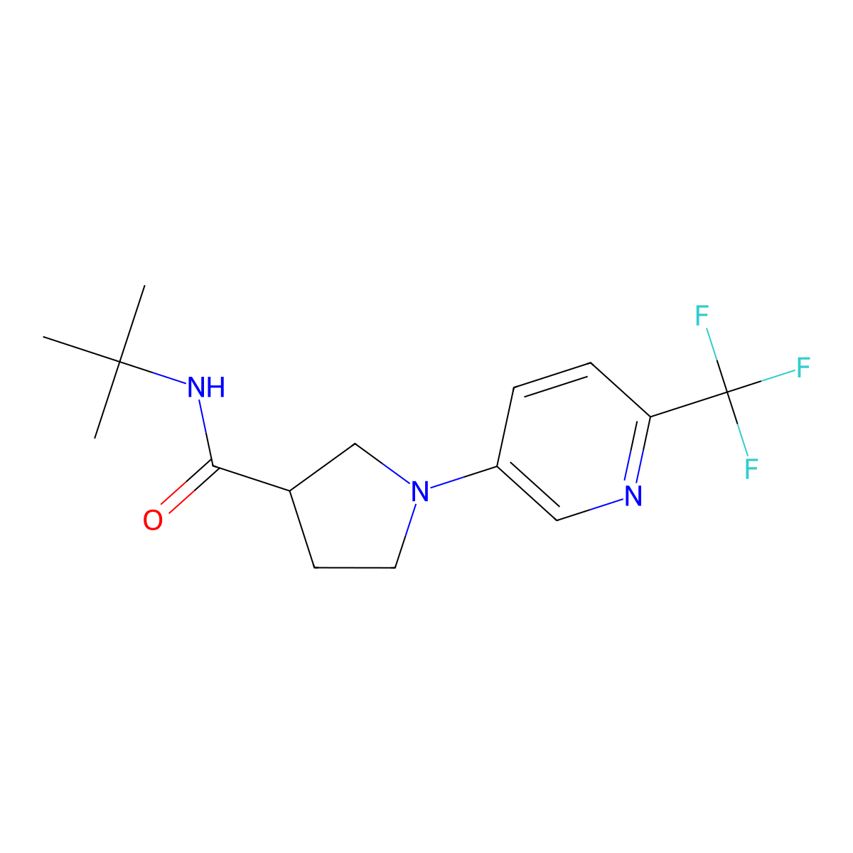 N-tert-butyl-1-[6-(trifluoromethyl)pyridin-3-yl]pyrrolidine-3-carboxamide molecular structure, CAS 2742028-85-7