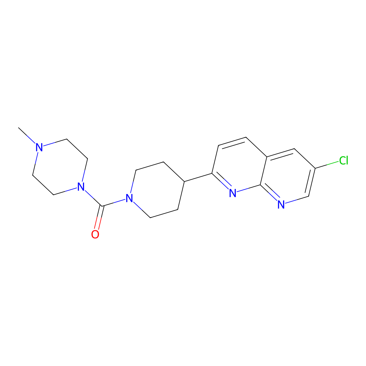6-Chloro-2-[1-(4-methylpiperazine-1-carbonyl)piperidin-4-yl]-1,8-naphthyridine molecular structure, CAS 2742028-87-9