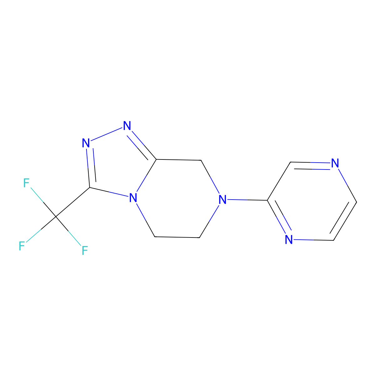 2-[3-(trifluoromethyl)-5H,6H,7H,8H-[1,2,4]triazolo[4,3-a]pyrazin-7-yl]pyrazine molecular structure, CAS 2742028-88-0