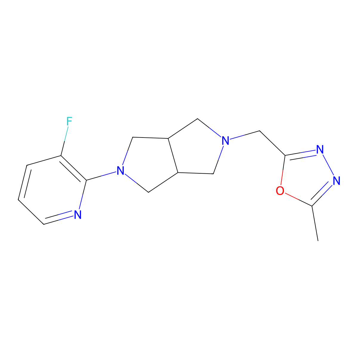3-Fluoro-2-{5-[(5-methyl-1,3,4-oxadiazol-2-yl)methyl]-octahydropyrrolo[3,4-c]pyrrol-2-yl}pyridine molecular structure, CAS 2742028-94-8