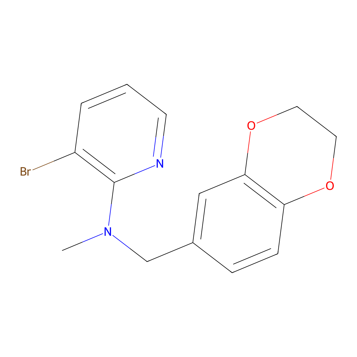 3-bromo-N-[(2,3-dihydro-1,4-benzodioxin-6-yl)methyl]-N-methylpyridin-2-amine molecular structure, CAS 2742028-99-3