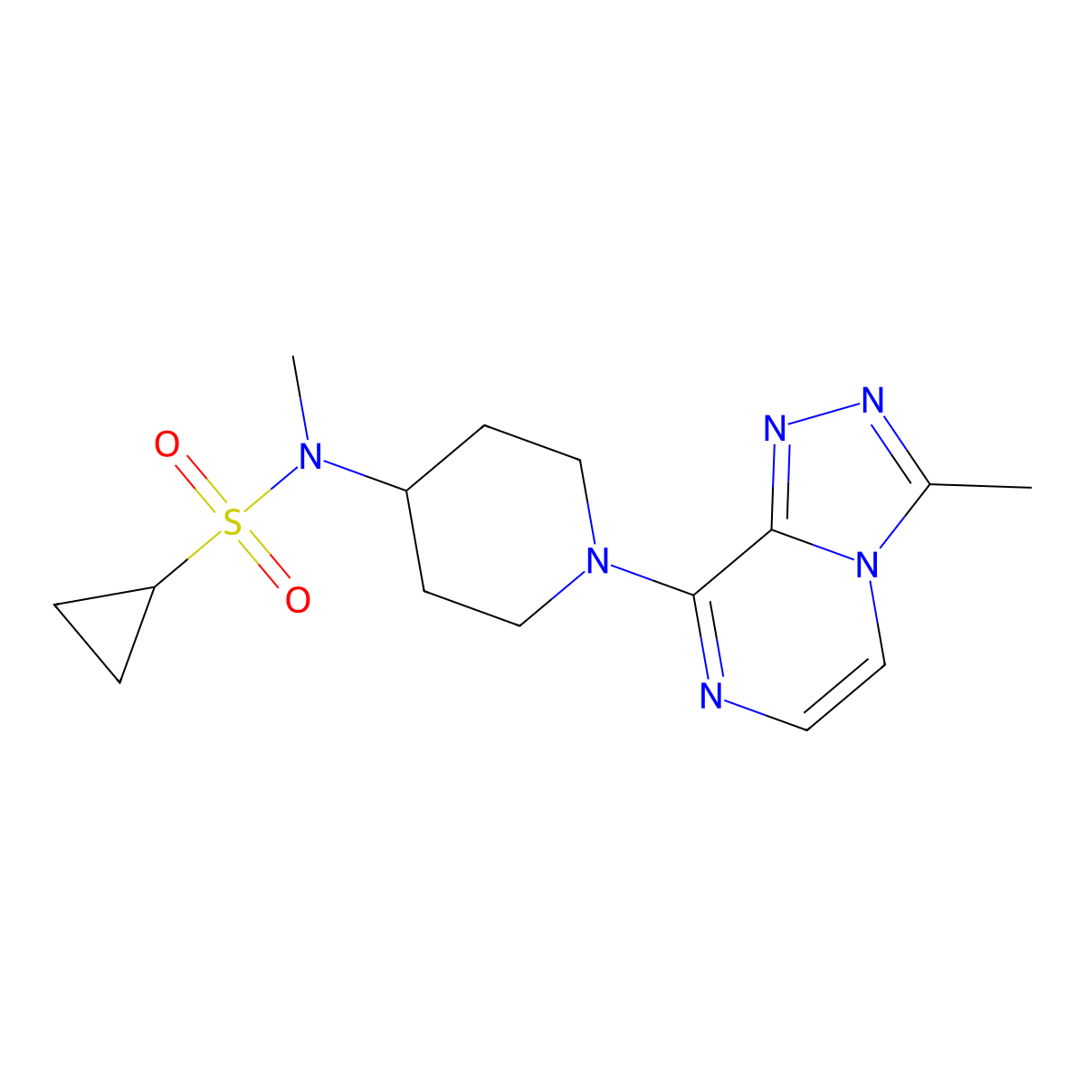 N-methyl-N-(1-{3-methyl-[1,2,4]triazolo[4,3-a]pyrazin-8-yl}piperidin-4-yl)cyclopropanesulfonamide molecular structure, CAS 2742029-00-9