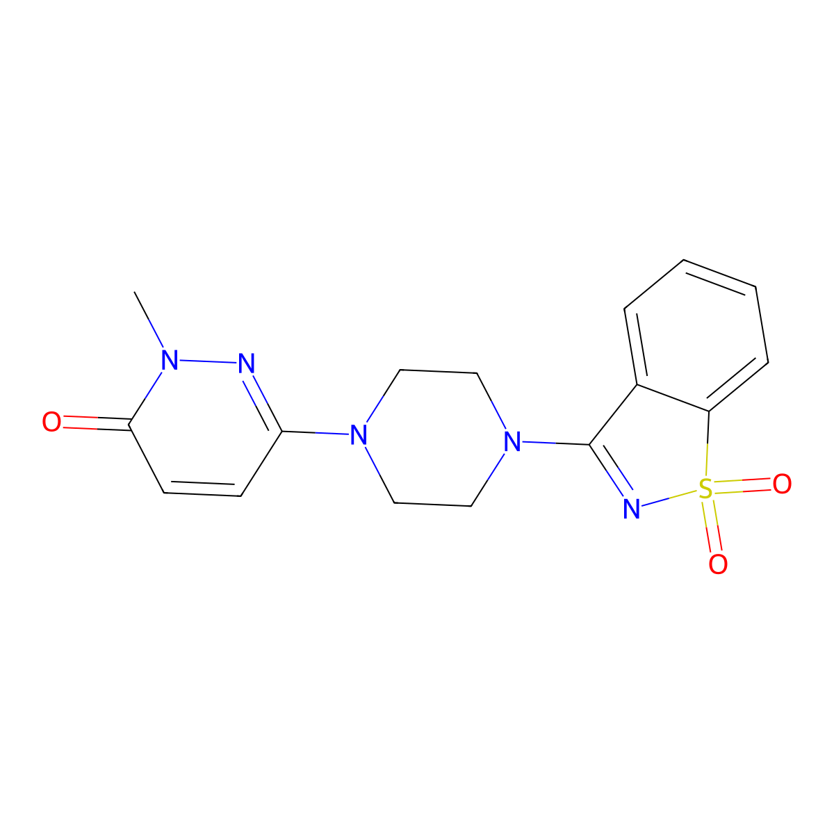 6-[4-(1,1-Dioxo-1,2-benzothiazol-3-yl)piperazin-1-yl]-2-methylpyridazin-3-one molecular structure, CAS 2742029-03-2