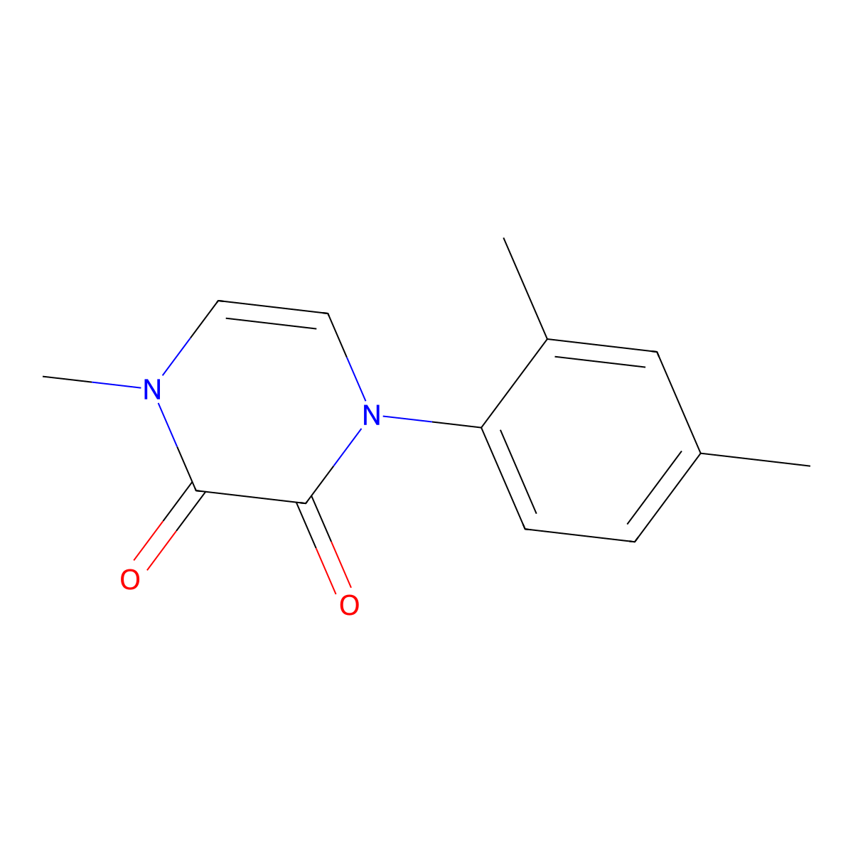 1-(2,4-Dimethylphenyl)-4-methyl-1,2,3,4-tetrahydropyrazine-2,3-dione molecular structure, CAS 2742029-05-4