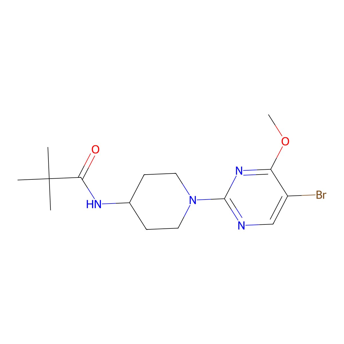 N-[1-(5-bromo-4-methoxypyrimidin-2-yl)piperidin-4-yl]-2,2-dimethylpropanamide molecular structure, CAS 2742029-09-8