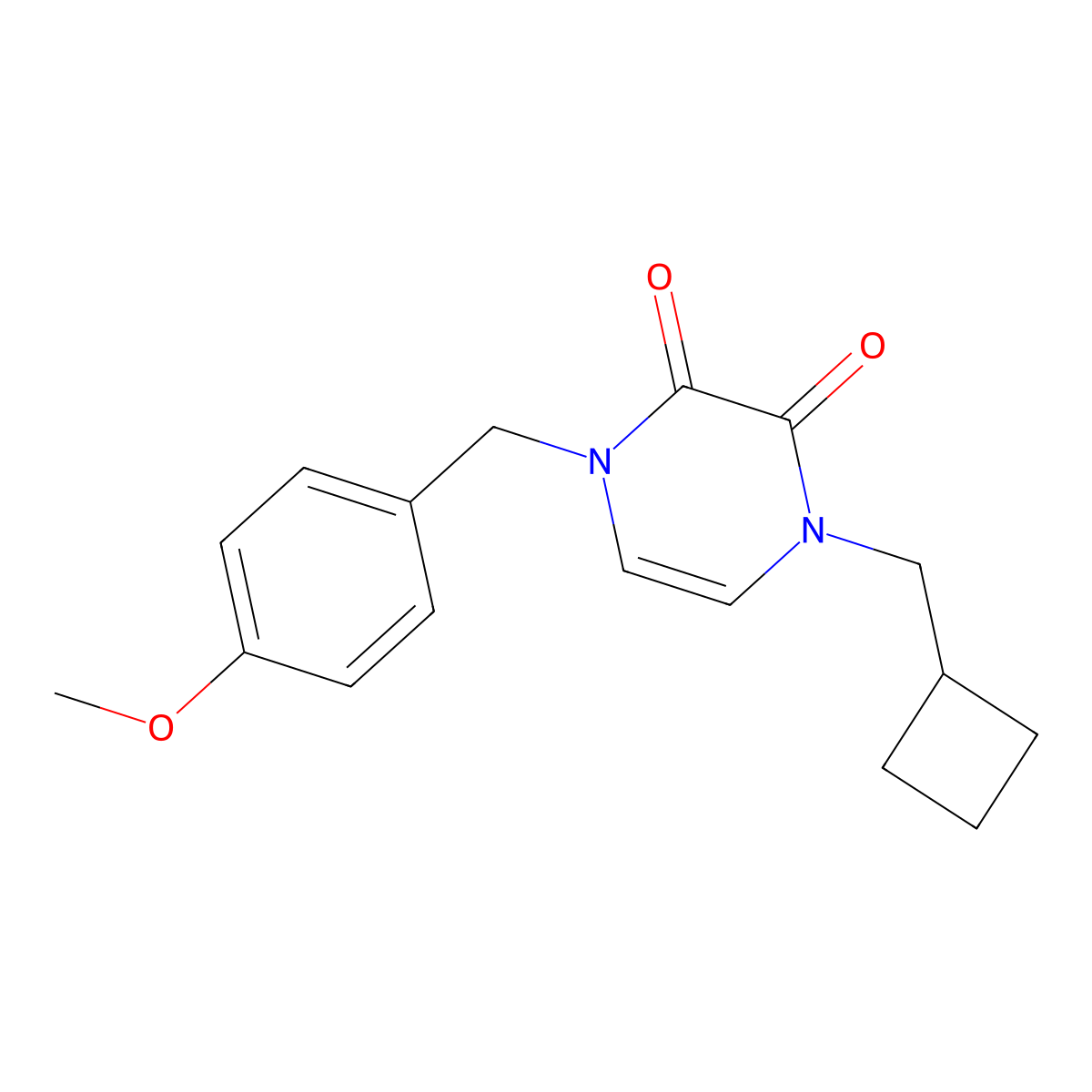 1-(Cyclobutylmethyl)-4-[(4-methoxyphenyl)methyl]-1,2,3,4-tetrahydropyrazine-2,3-dione molecular structure, CAS 2742029-15-6