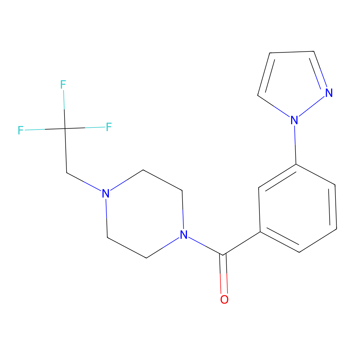 1-[3-(1H-pyrazol-1-yl)benzoyl]-4-(2,2,2-trifluoroethyl)piperazine molecular structure, CAS 2742029-19-0
