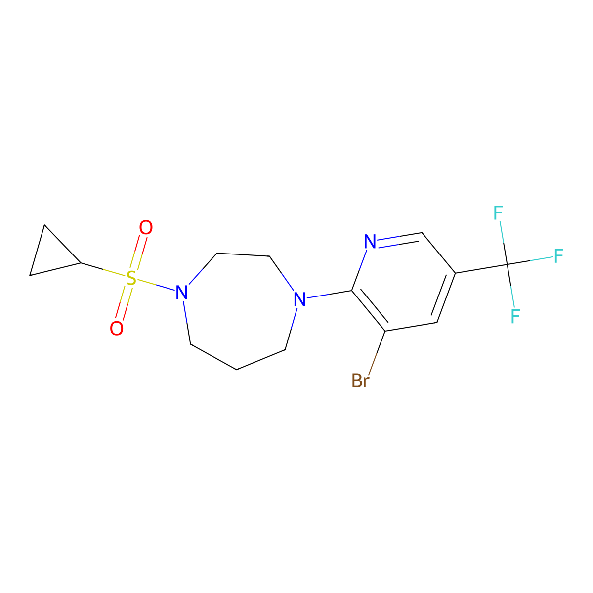 1-[3-Bromo-5-(trifluoromethyl)pyridin-2-yl]-4-(cyclopropanesulfonyl)-1,4-diazepane molecular structure, CAS 2742029-23-6