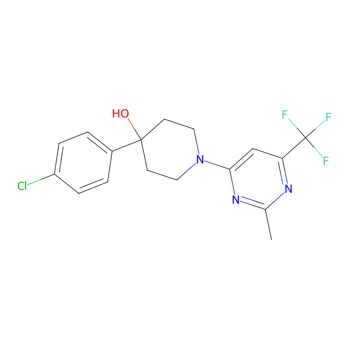 4-(4-Chlorophenyl)-1-[2-methyl-6-(trifluoromethyl)pyrimidin-4-yl]piperidin-4-ol molecular structure, CAS 2742029-27-0