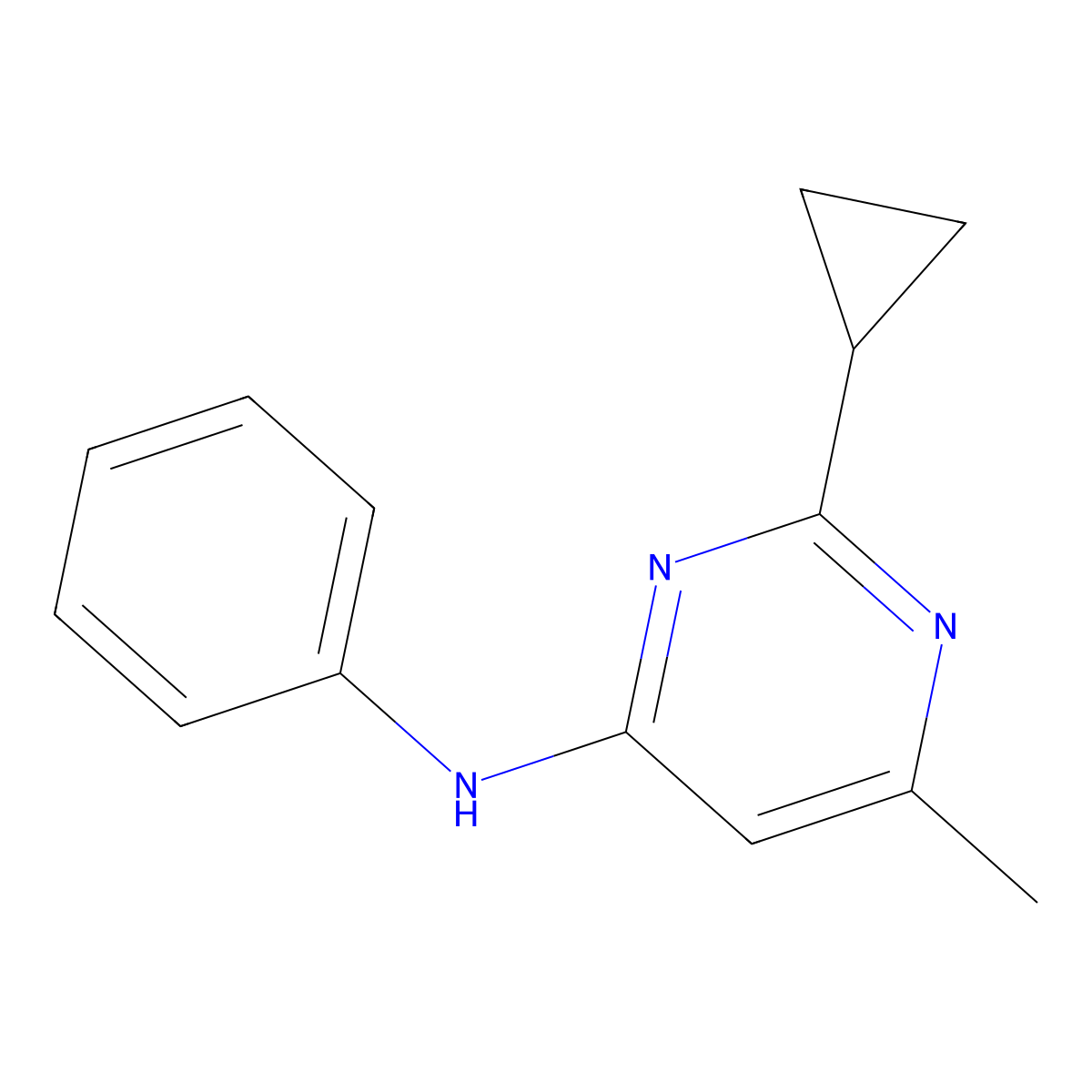 2-cyclopropyl-6-methyl-N-phenylpyrimidin-4-amine molecular structure, CAS 2742029-34-9