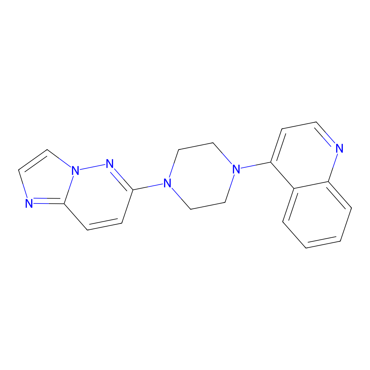 4-(4-{Imidazo[1,2-b]pyridazin-6-yl}piperazin-1-yl)quinoline molecular structure, CAS 2742029-47-4