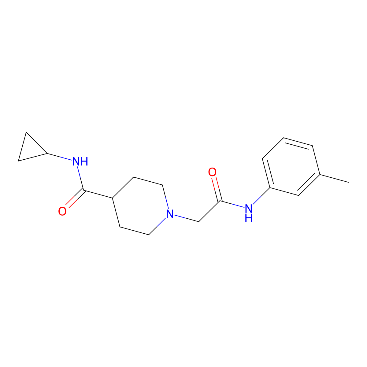 N-cyclopropyl-1-{[(3-methylphenyl)carbamoyl]methyl}piperidine-4-carboxamide molecular structure, CAS 2742029-50-9