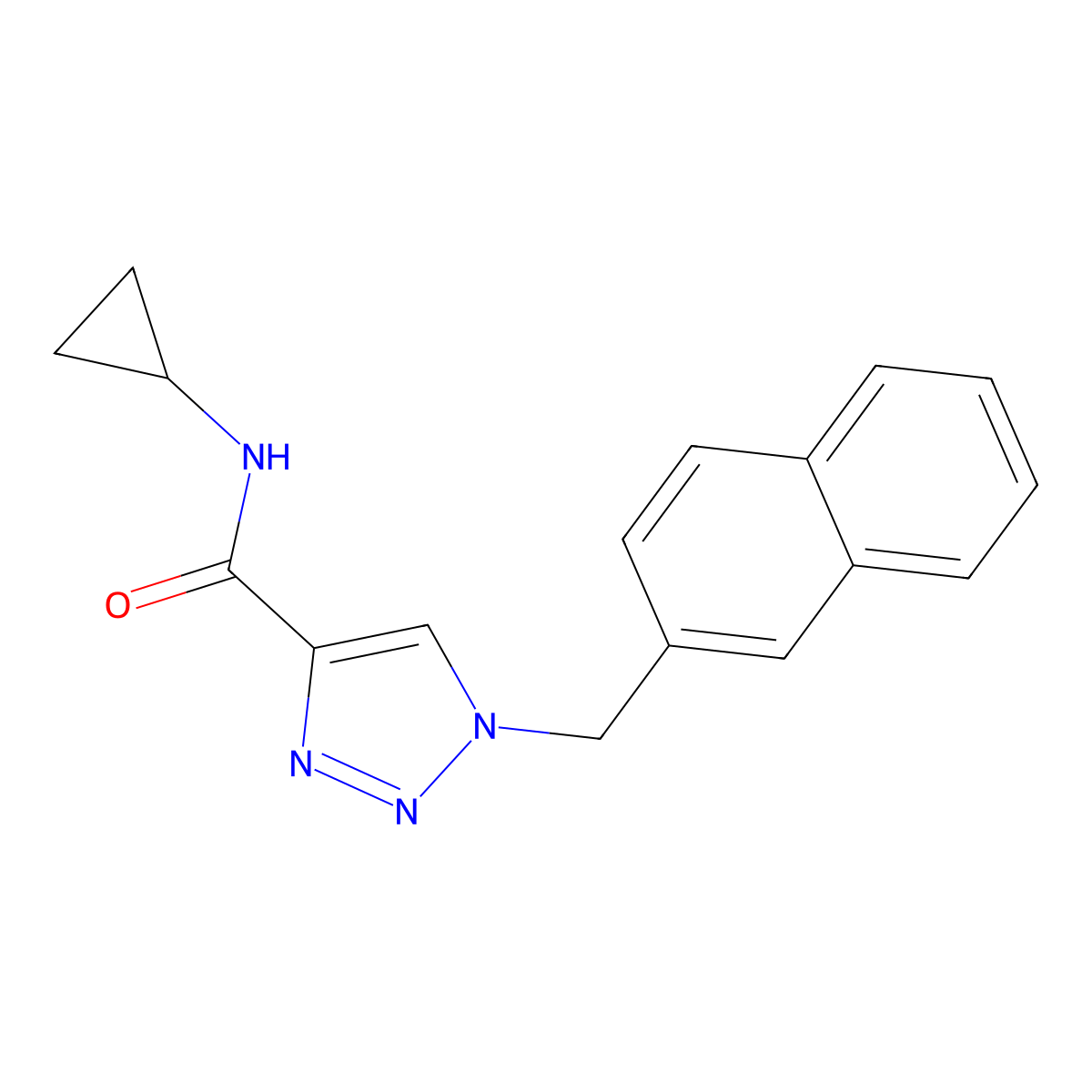 N-cyclopropyl-1-[(naphthalen-2-yl)methyl]-1H-1,2,3-triazole-4-carboxamide molecular structure, CAS 2742029-57-6