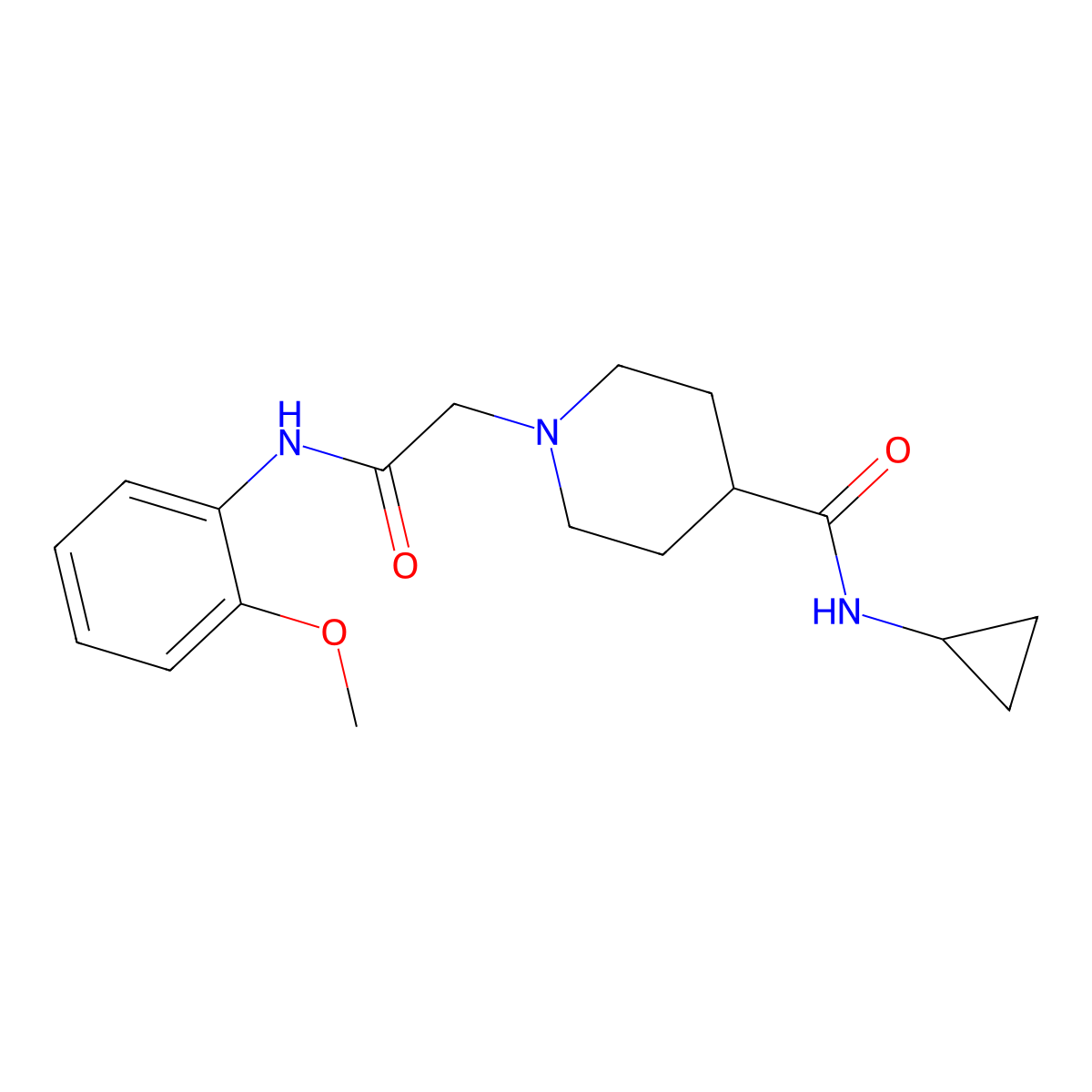 N-cyclopropyl-1-[2-(2-methoxyanilino)-2-oxoethyl]piperidine-4-carboxamide molecular structure, CAS 2742029-60-1